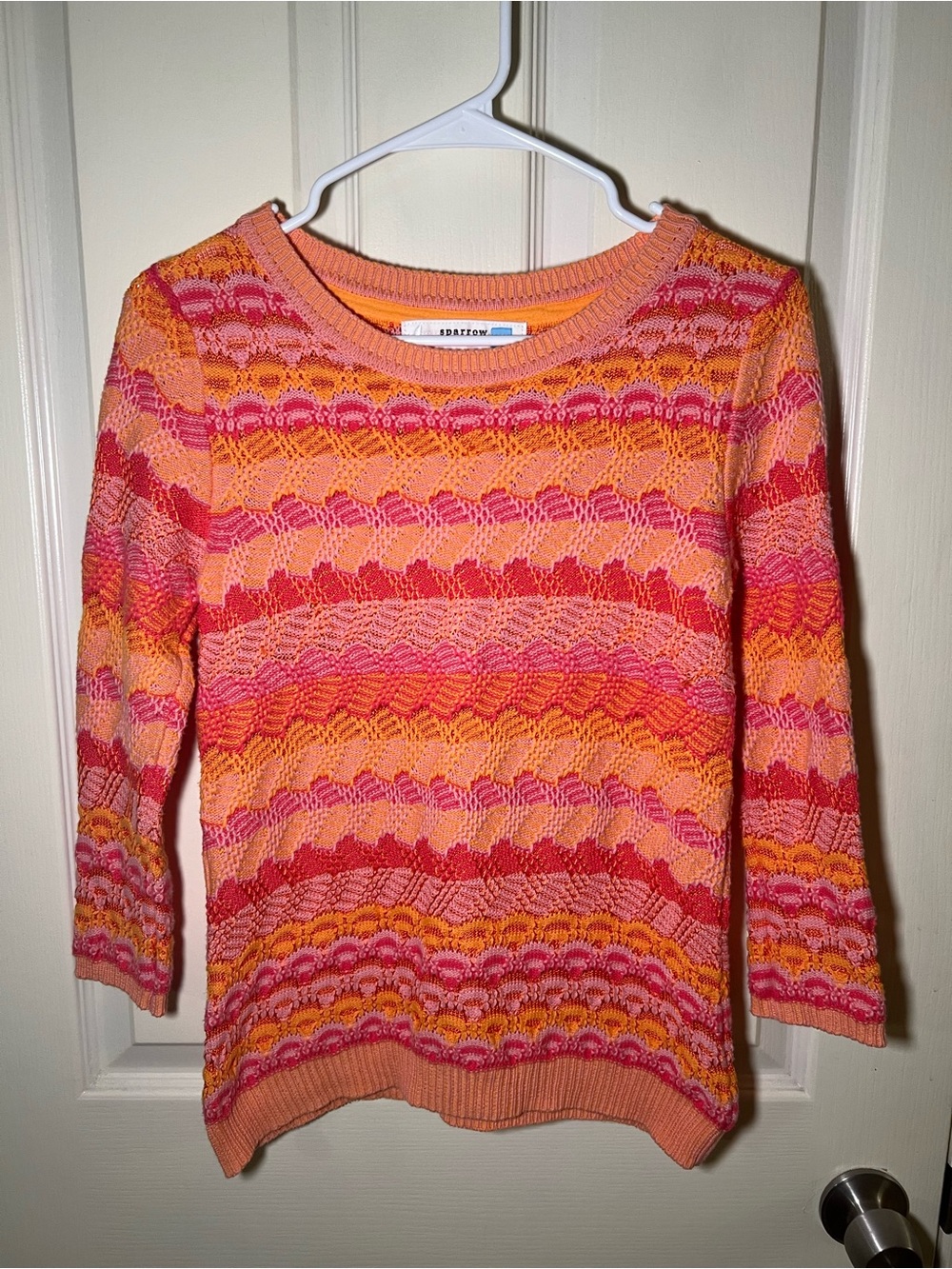 Anthropologie Sparrow Pink Orange Textured Knit Sweater Medium